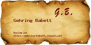 Gehring Babett névjegykártya
